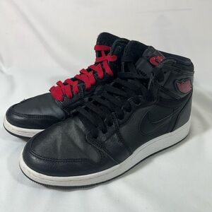 NIKE AIR JORDAN 1 RETRO HIGH OG SNEAKER YR 2019 6.5Y BLACK SATIN/RED 575441-060